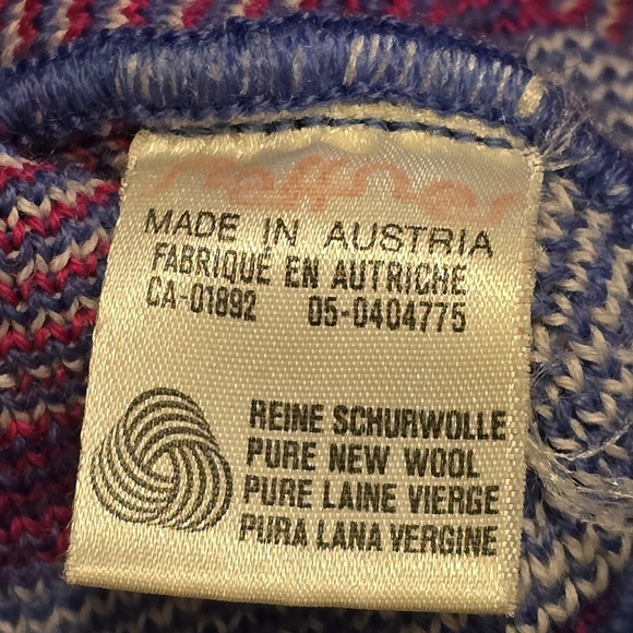 Steffner Vintage 80s 100% Wool Knit Sweater Size L Blue, Pink, White - Picture 8 of 12